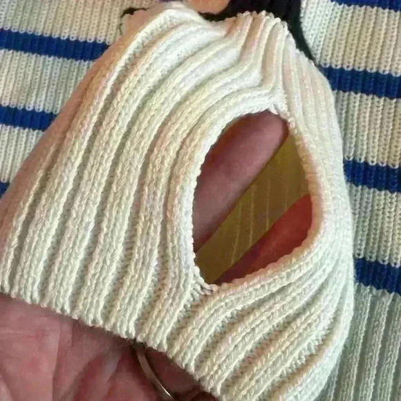 T by Talbots MULTI STRIPE CREWNECK HIGH-LOW Sweater size medium. NWOT - Picture 6 of 8